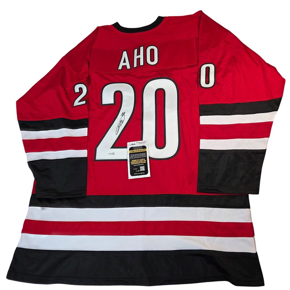 Sebastian Aho Signed Carolina Hurricanes XL Custom Hockey Jersey JSA COA